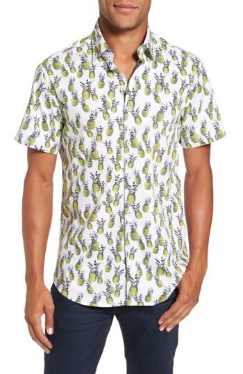 Men's Stone Rose Pineapple Print Sport Shirt (s) - White