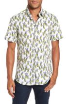 Men's Stone Rose Pineapple Print Sport Shirt (s) - White