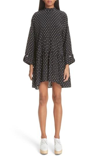 Women's Sandy Liang Asap Polka Dot Silk Minidress - Black