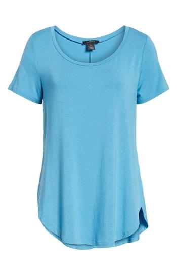 Women's Halogen Short Sleeve Shirttail Tee - Blue