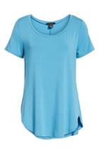 Women's Halogen Short Sleeve Shirttail Tee - Blue