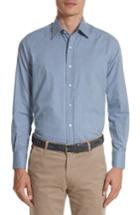 Men's Canali Trim Fit Print Twill Sport Shirt, Size - Blue