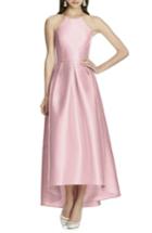 Women's Alfred Sung High/low Hem Sateen Halter Dress - Pink