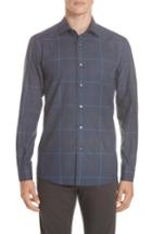 Men's Ermenegildo Zegna Classic Fit Windowpane Sport Shirt, Size - Blue