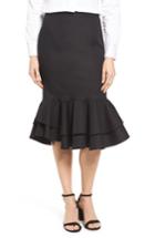 Women's Halogen Ruffle Hem Pencil Skirt - Black