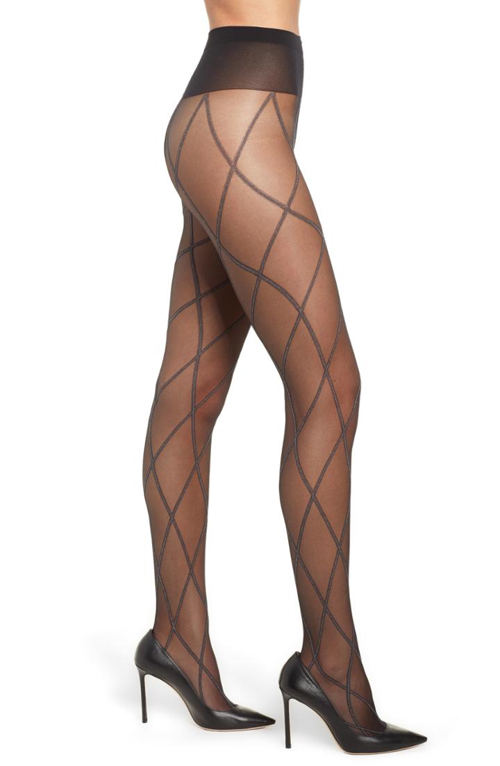 Women's Oroblu Graphic Cross Sheer Tights /x-large - Black