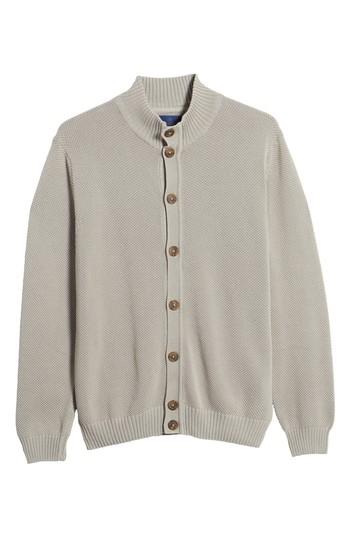 Men's David Donahue Stonewash Cotton Cardigan, Size - Grey