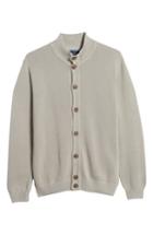 Men's David Donahue Stonewash Cotton Cardigan, Size - Grey
