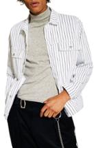 Men's Topman Pinstripe Oversize Denim Jacket - White