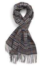 Men's Nordstrom Men's Shop Tattersall Cashmere Scarf, Size - Black