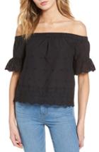 Women's Madewell Off The Shoulder Eyelet Blouse - Black