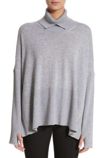 Women's Burberry Potenza Wool & Cashmere Turtleneck Sweater - Grey