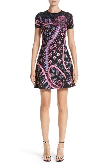 Women's Valentino Leopard Stretch Knit Dress - Black