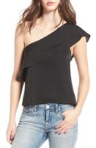 Women's Love, Fire Satin Ruffle One-shoulder Top