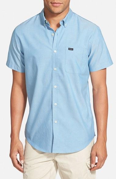 Men's Rvca 'that'll Do' Slim Fit Short Sleeve Oxford Shirt
