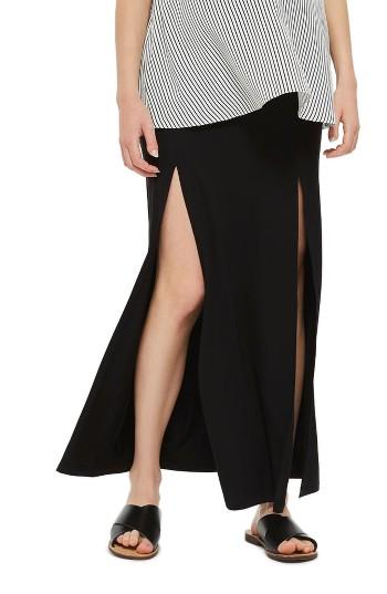 Women's Topshop Split Maternity Maxi Skirt Us (fits Like 0-2) - Black
