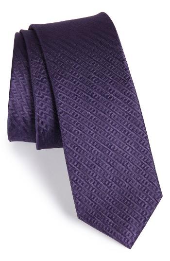 Men's The Tie Bar Sound Wave Herringbone Silk Tie, Size - Purple