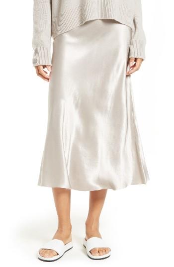 Women's Vince Satin Midi Skirt - Beige
