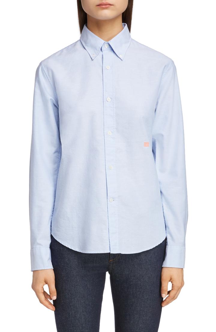 Women's Acne Studios Face Patch Shirt, Size - Blue