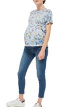Women's Topshop Floral Maternity Tee Us (fits Like 0-2) - Blue