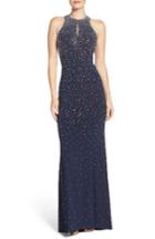 Women's Xscape Beaded Open Back Gown - Blue