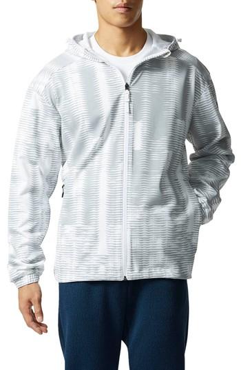 Men's Adidas Woven Windbreaker, Size - White
