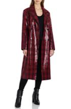 Women's Badgley Mischka Sequin Plaid Double Breasted Coat - Red