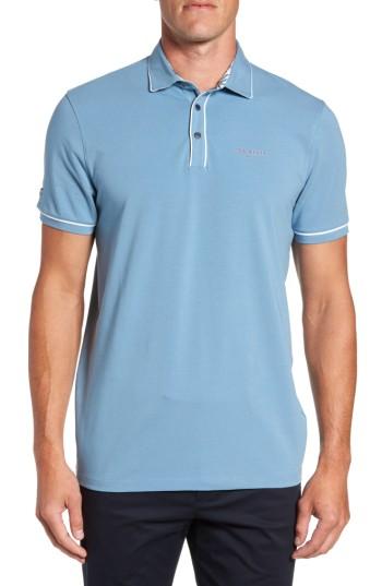 Men's Ted Baker London Offset Modern Slim Fit Golf Polo (s) - Blue