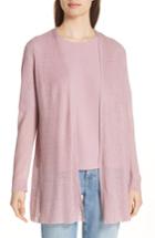 Women's Eileen Fisher Long Organic Linen Blend Cardigan, Size - Pink