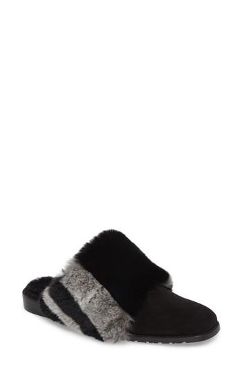 Women's Stuart Weitzman Furgetit Genuine Rabbit Fur Loafer M - Black