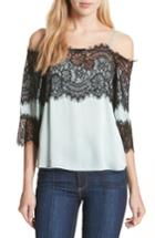 Women's Alice + Olivia Cold Shoulder Silk Blend Top - Blue/green