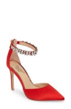 Women's Jewel Badgley Mischka Lizbeth Ankle Strap Pump .5 M - Red