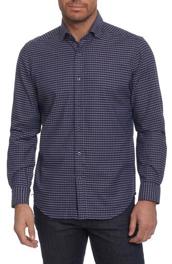 Men's Robert Graham Landen Tailored Fit Print Sport Shirt, Size - Blue