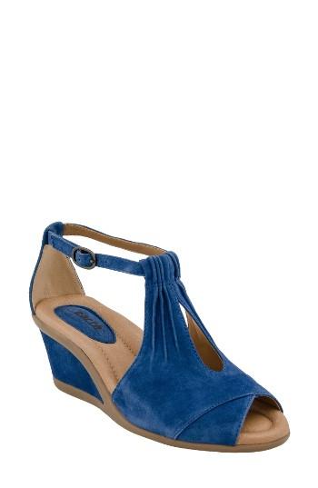 Women's Earth 'caper' T-strap Wedge Sandal M - Blue