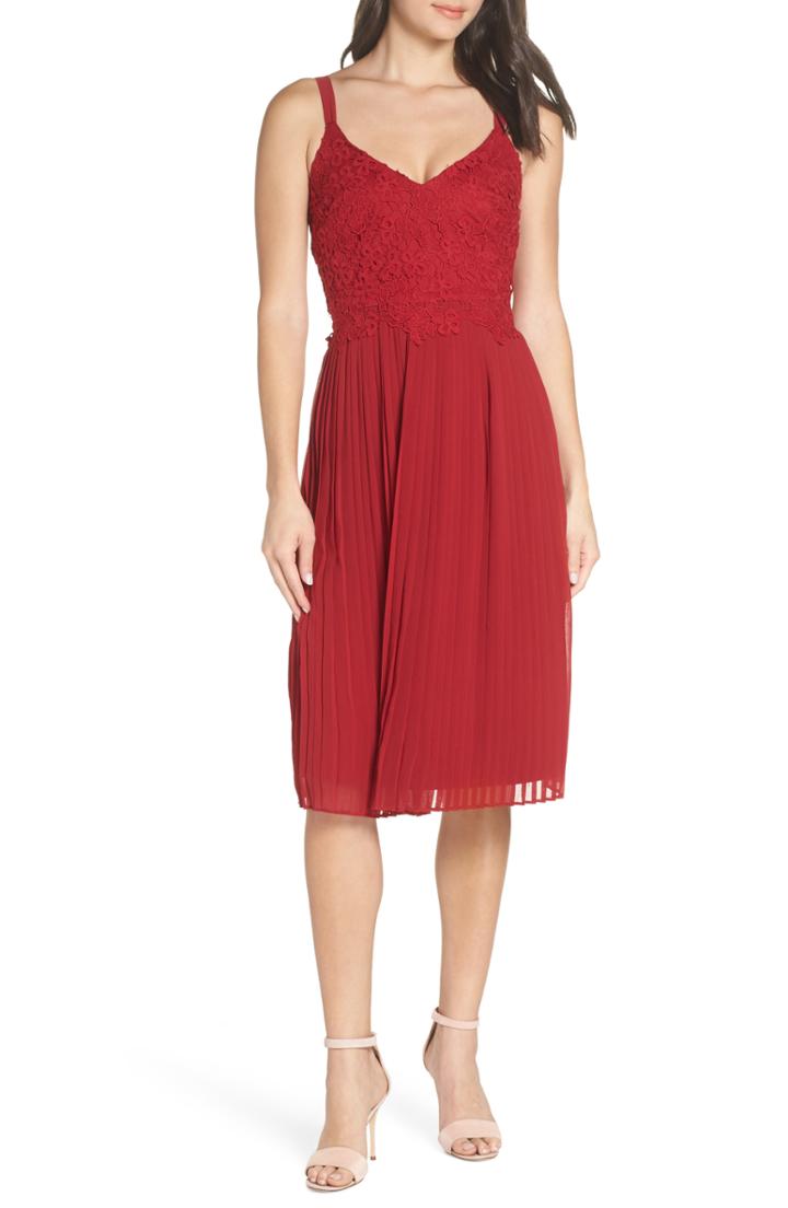 Women's Heartloom Kinsley Pleated A-line Dress - Burgundy