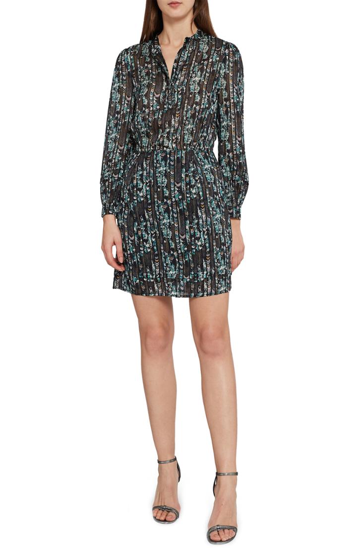 Women's Reiss Miriam Metallic Stripe Dress Us / 12 Uk - Black