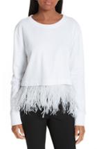 Women's Robert Rodriguez Ostrich Feather Trim Sweatshirt - White