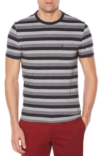 Men's Original Penquin Splatter Stripe T-shirt, Size - Blue