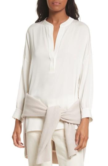 Women's Vince Shirred Stretch Silk Blouse - Ivory