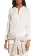 Women's Vince Shirred Stretch Silk Blouse - Ivory