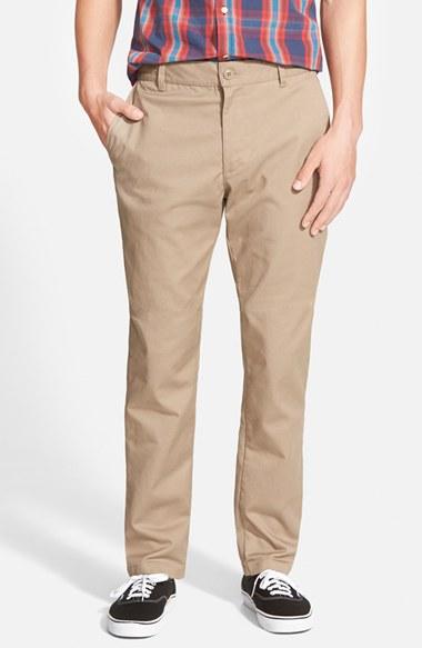 Men's Rvca 'the Week-end' Slim Straight Leg Stretch Twill Chinos - Beige (online Only)