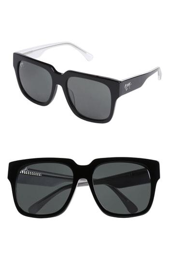 Women's Nem 55mm Square Sunglasses - Glossy Black