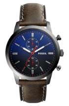 Men's Fossil Townsmen Chronograph Leather Strap Watch, 44mm