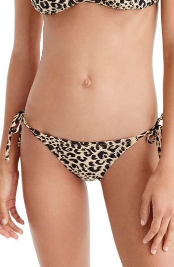 Women's J.crew Leopard String Bikini Bottoms, Size - Black