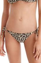 Women's J.crew Leopard String Bikini Bottoms, Size - Black