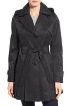 Women's Via Spiga 'scarpa' Hooded Single Breasted Trench Coat - Black