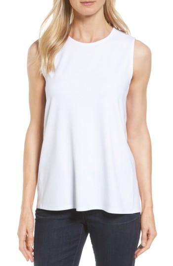 Women's Eileen Fisher Long Jersey Tank, Size - White