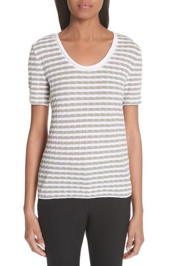 Women's Emporio Armani Damier Stripe Tee Us / 38 It - White