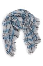 Women's Sole Society Plaid Wool Blend Scarf, Size - Grey
