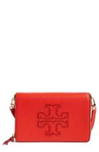 Women's Tory Burch 'harper' Pebbled Leather Wallet Crossbody Bag - Red